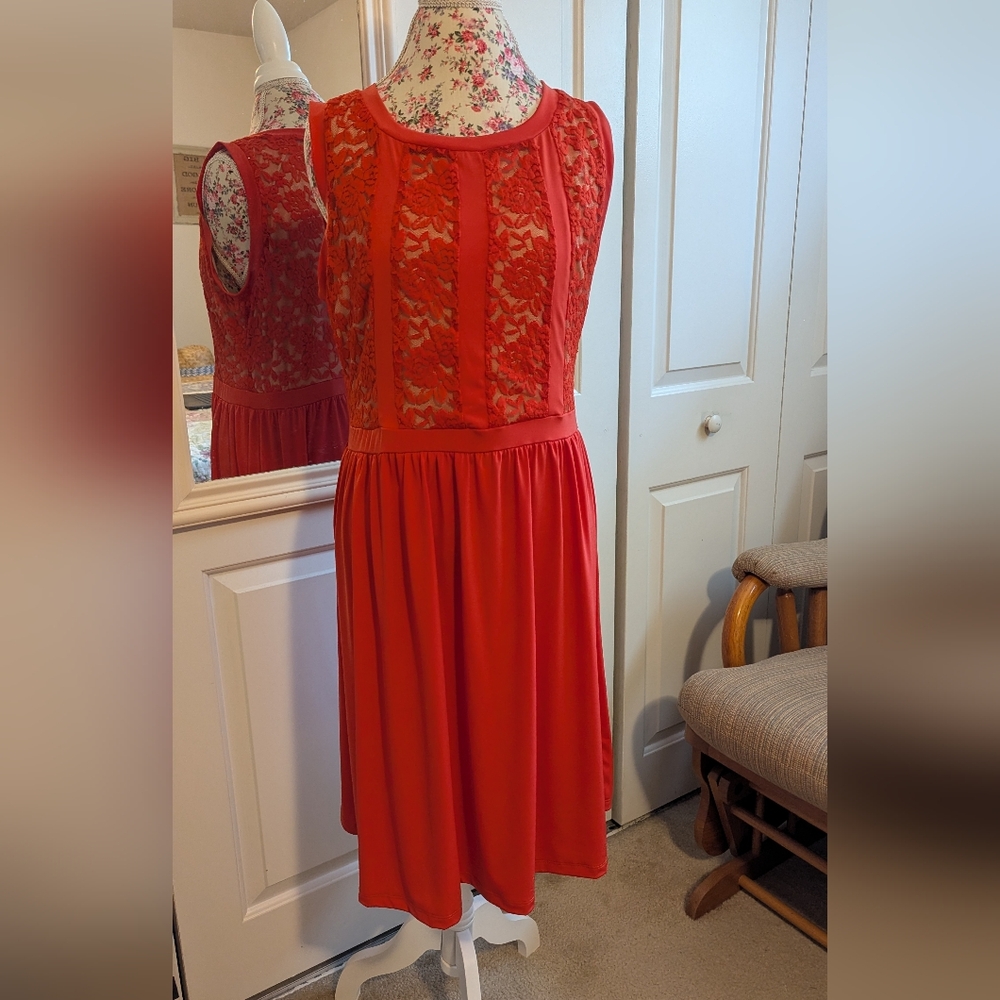 Candalite Rust Orange & Tan Sleeveless Formal Dress Size XL Lined Upper